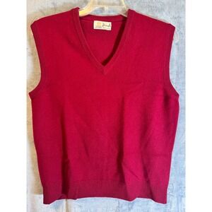 Pringle of Scotland M Red Cashmere Sweater Vest‎ Men's Made in Scotland 40x25